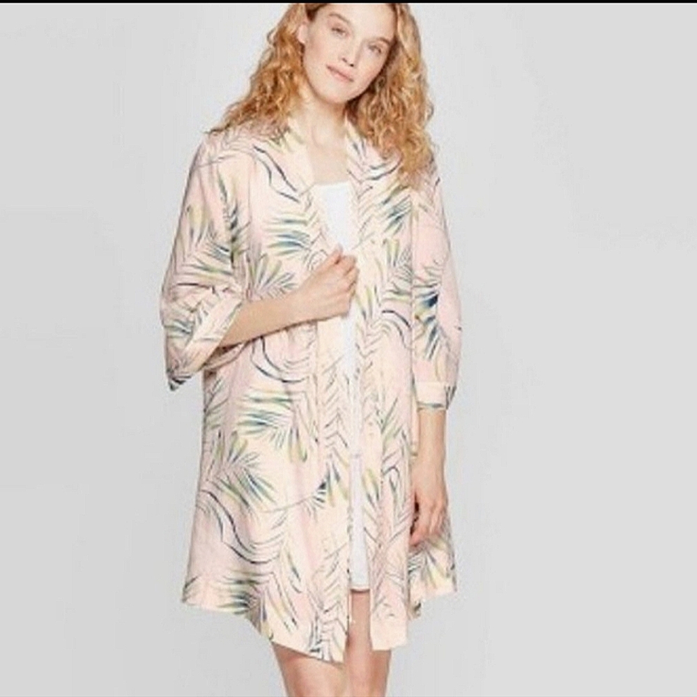 Stars Above Pink Palm Print Robe